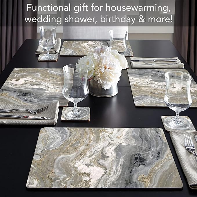 Highland Home Hardboard Cork-Backed Placemats – Quartz – Set of 4 - Image 6
