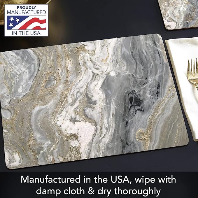 Highland Home Hardboard Cork-Backed Placemats – Quartz – Set of 4 - Image 7