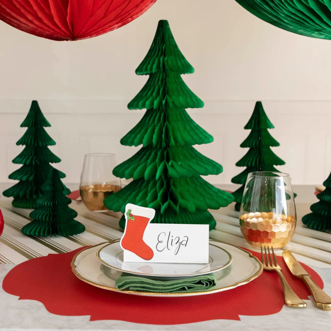Honeycomb Green Paper Christmas Tree - Large – 25.5" x 16" - Image 3