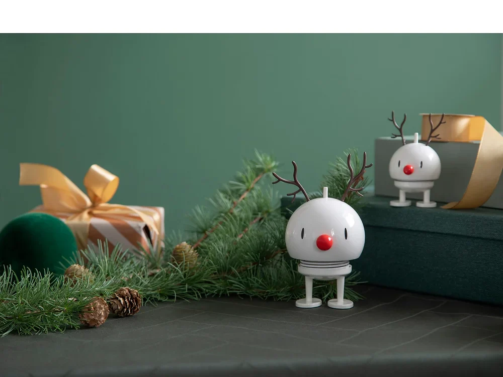 Hoptimist Holiday Reindeer Bobblehead Figure – 4"– White - Image 2