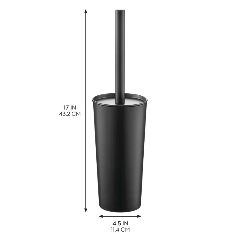 iDesign Patton Stainless Steel Toilet Brush and Canister - Matte Black - Image 3