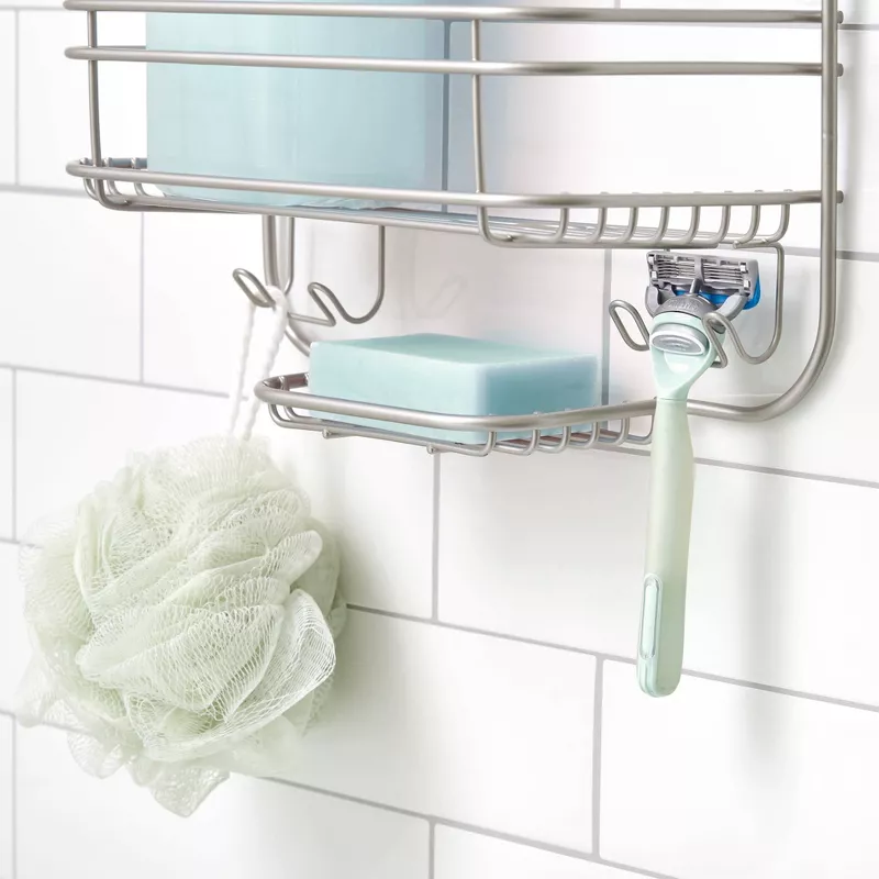 IDesign Weston Satin Silver Finish Metal Hanging Shower Caddy - Image 3