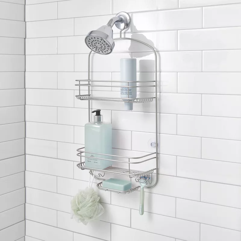 IDesign Weston Satin Silver Finish Metal Hanging Shower Caddy - Image 4