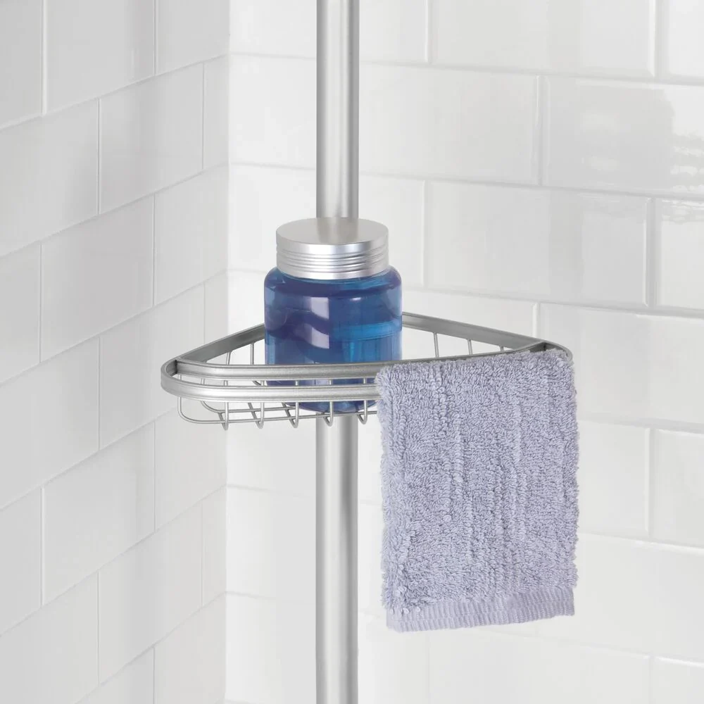iDesign York Metal Wire Tension Rod Corner Caddy 2 – Silver - Image 2