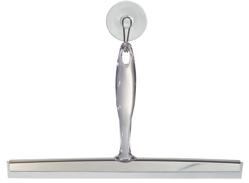 InterDesign Chrome Shower Squeegee with Suction Holder – 12" Blade