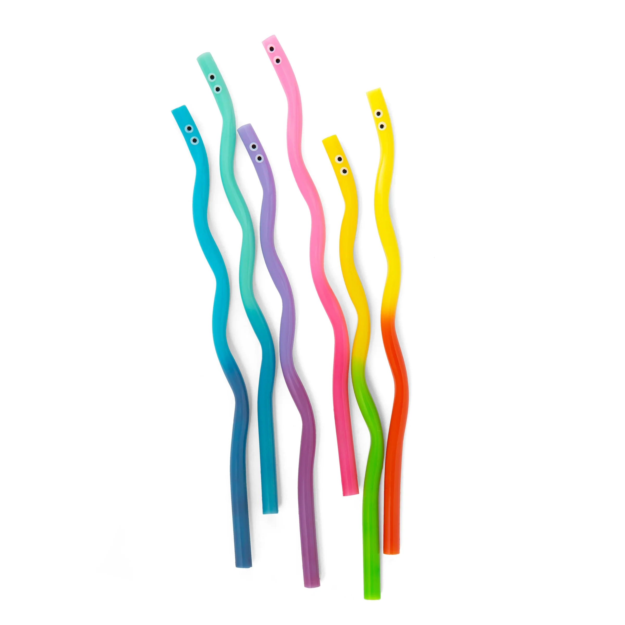 Kikkerland Kidoki Wiggly Worm Color Changing Straws – Set of 6 - Image 2