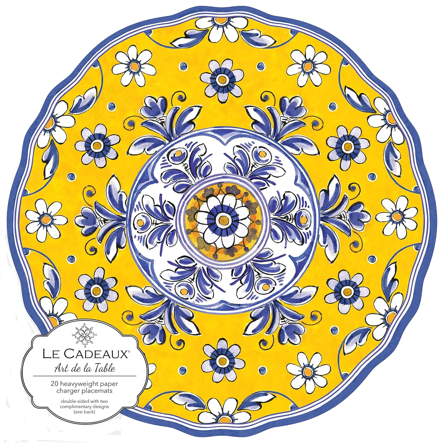 Le Cadeaux 15.5" Round Paper Placemats – Benidorm – Pack of 20