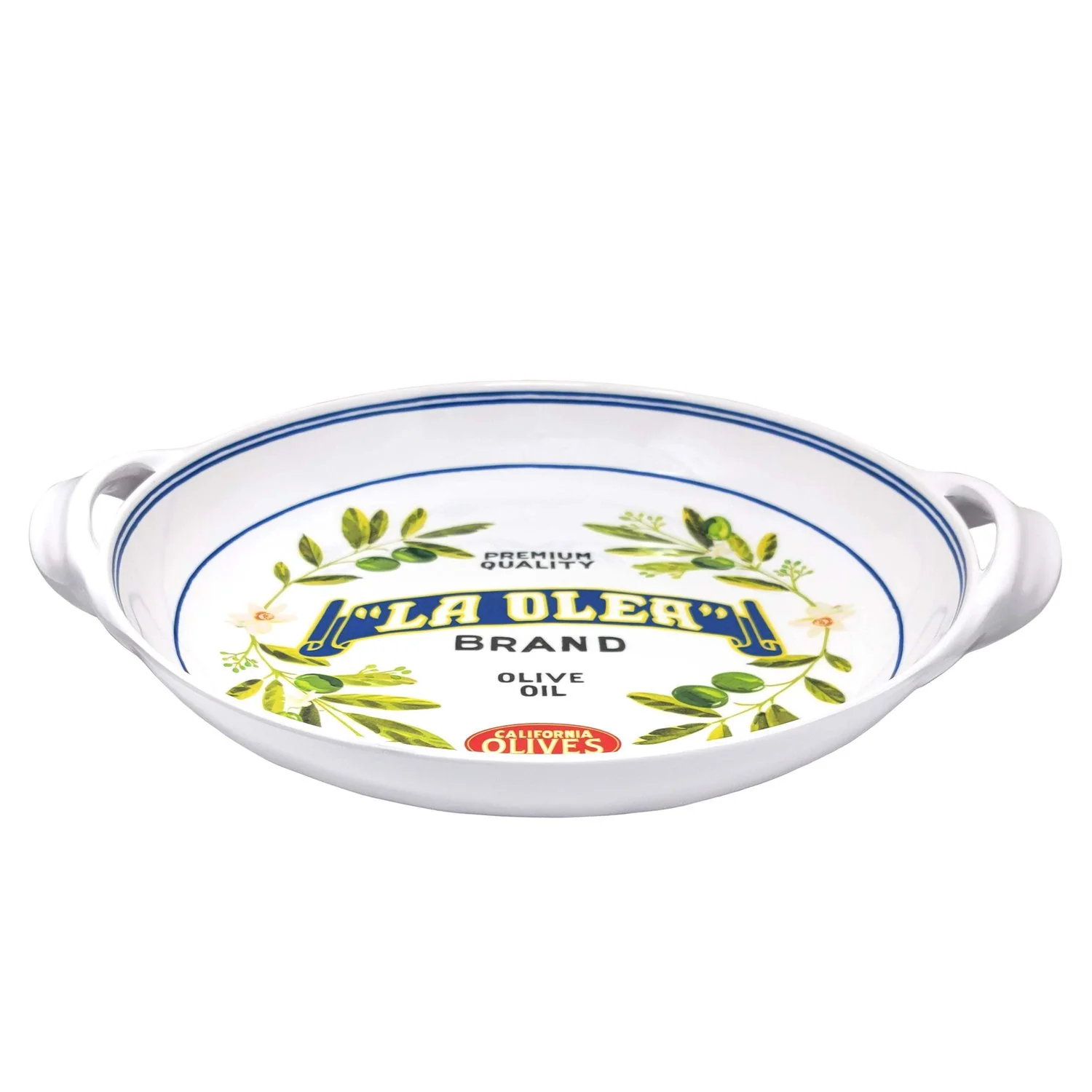 Le Cadeaux Melamine Shallow Large Handled Bowl – 16" – Vintage Olive - Image 2