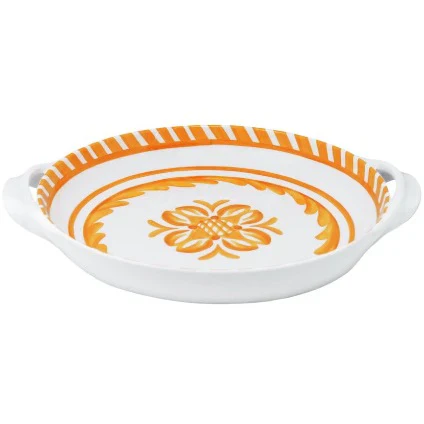 Le Cadeaux Melamine Small Shallow Handled Bowl – Sicily Orange – 11"