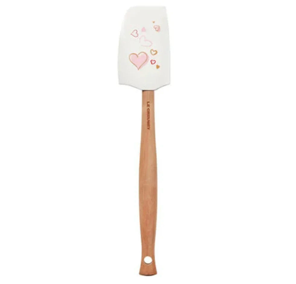 Le Creuset Mon Coeur Collection Spatula – Silicone With Wood Handle – White