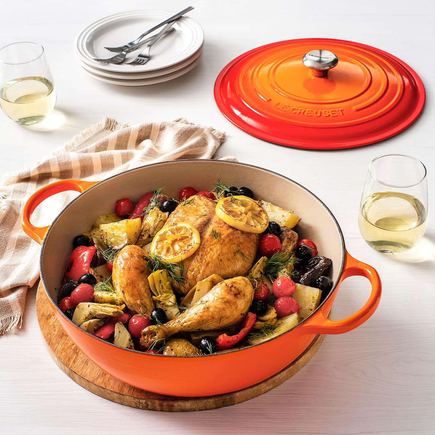 Le Creuset SPECIAL Round Cast Iron Signature Chef's Oven – 7.5 QT – Flame - Image 4