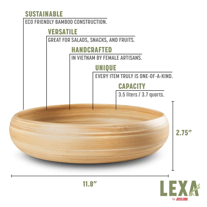Lexa Bamboo Fruit Bowl – 12" – Natural - Image 2