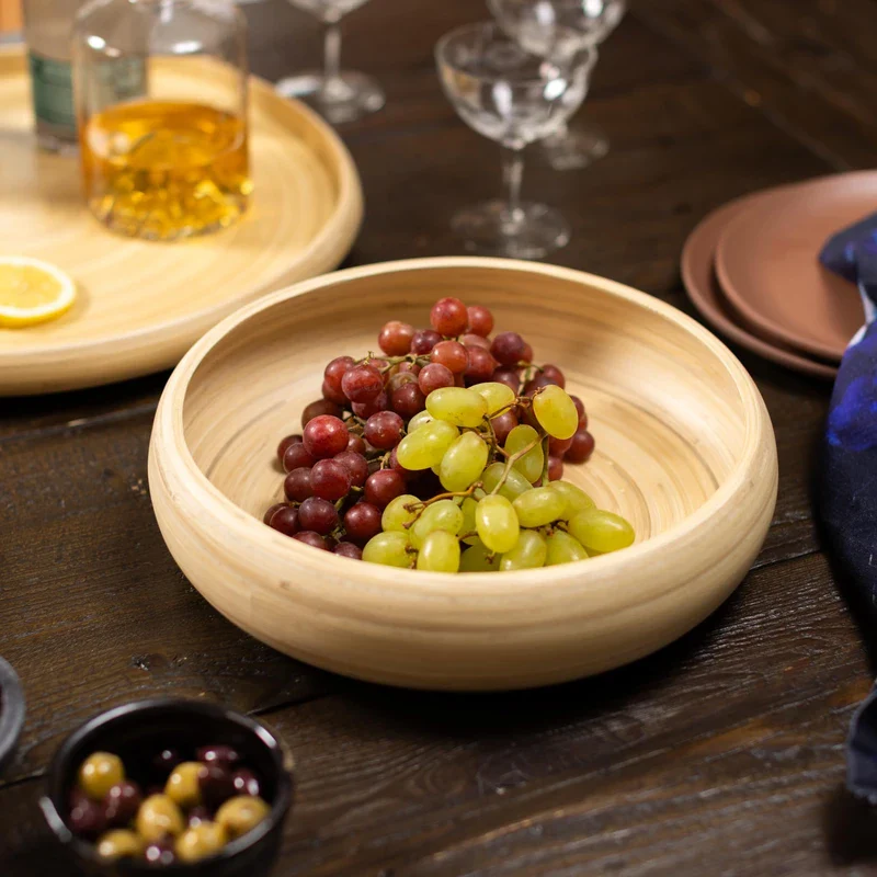 Lexa Bamboo Fruit Bowl – 12" – Natural - Image 4
