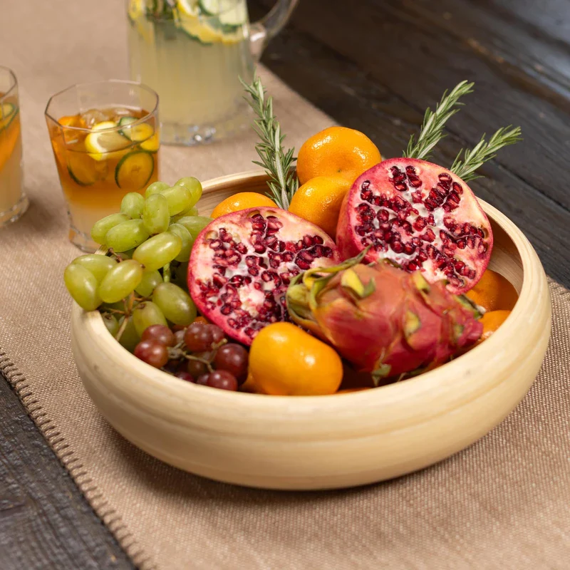 Lexa Bamboo Fruit Bowl – 12" – Natural - Image 5
