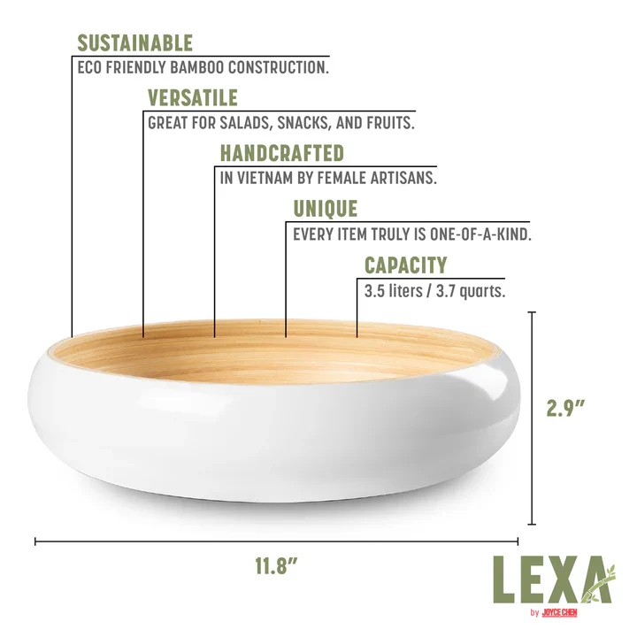 Lexa Bamboo Fruit Bowl – 12" – White - Image 2