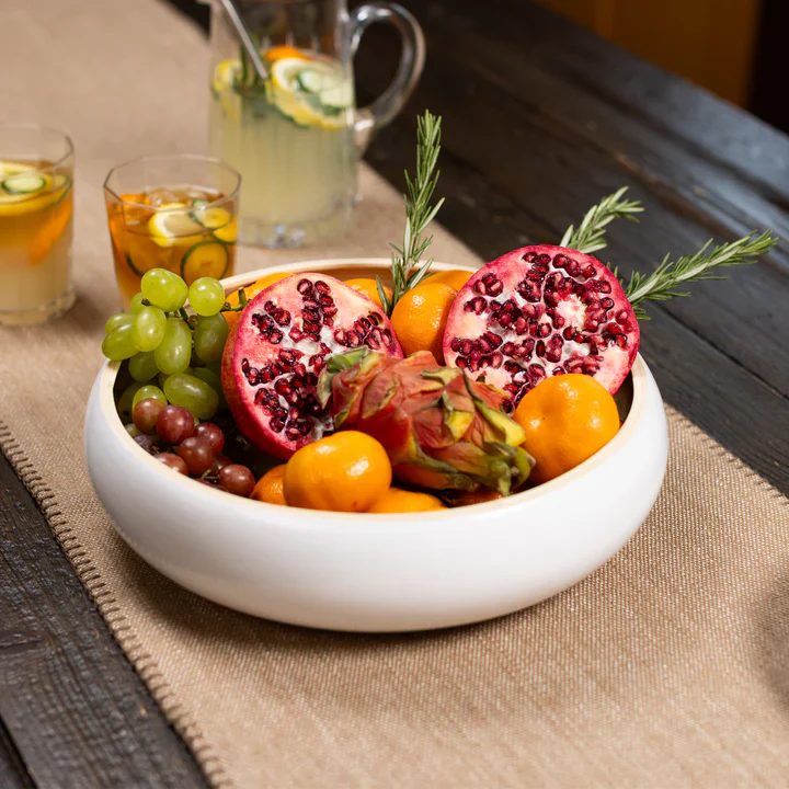 Lexa Bamboo Fruit Bowl – 12" – White - Image 4