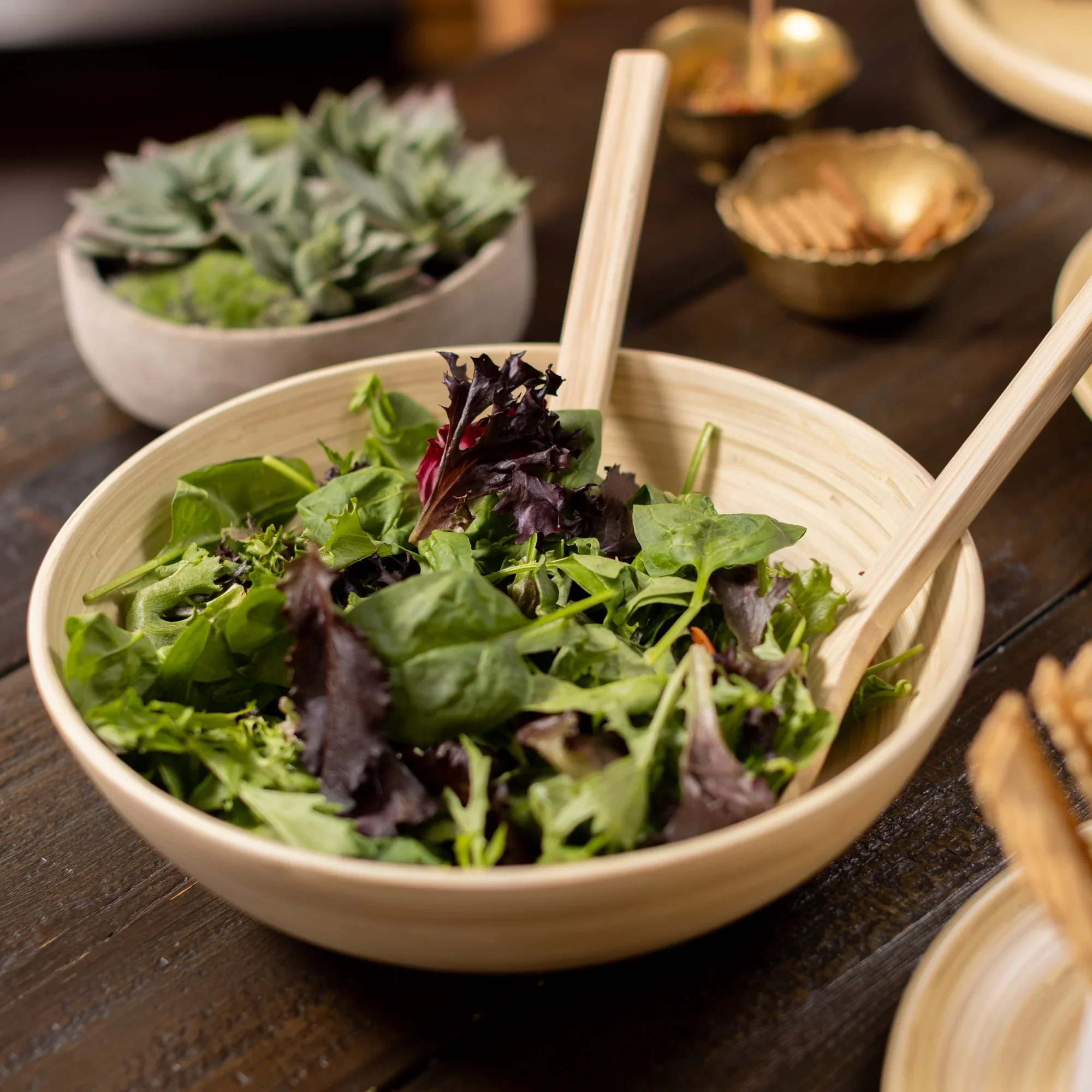 Lexa Bamboo Salad Bowl – 12" – Natural - Image 3