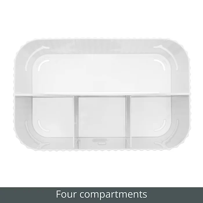 mDesign 4-Section Plastic Caddy Organizer with Handle – White - Image 3