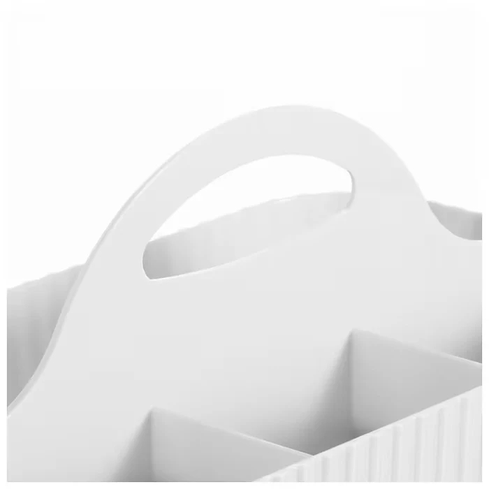 mDesign 4-Section Plastic Caddy Organizer with Handle – White - Image 7