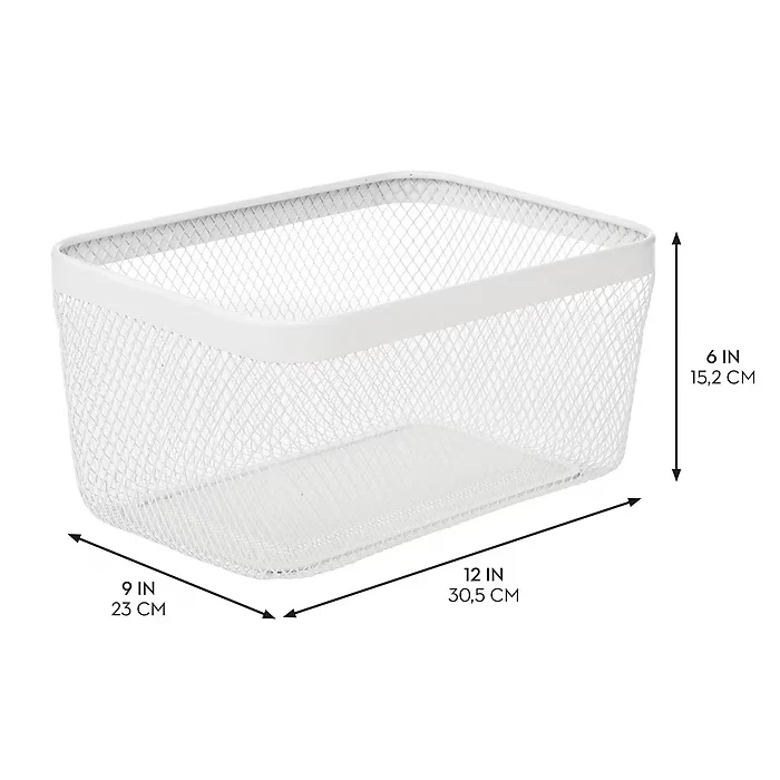 mDesign Wire Mesh Basket – White – 12” x 9” x 6" - Image 2