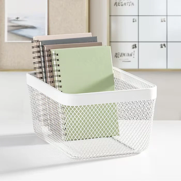 mDesign Wire Mesh Basket – White – 12” x 9” x 6" - Image 6