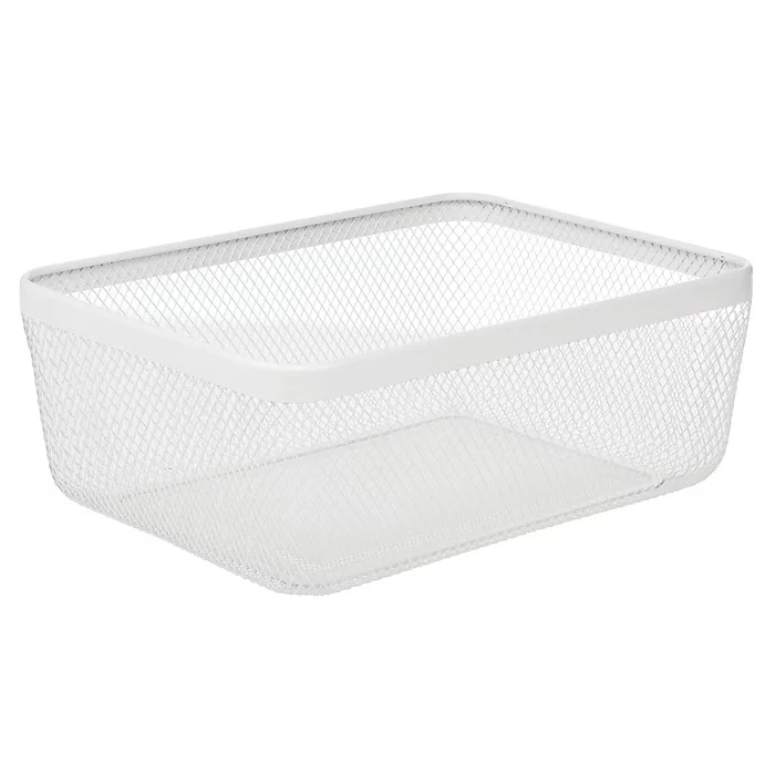 mDesign Wire Mesh Basket  – White – 16" x 12” x  6"