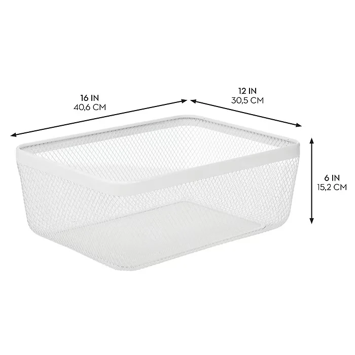 mDesign Wire Mesh Basket  – White – 16" x 12” x  6" - Image 2