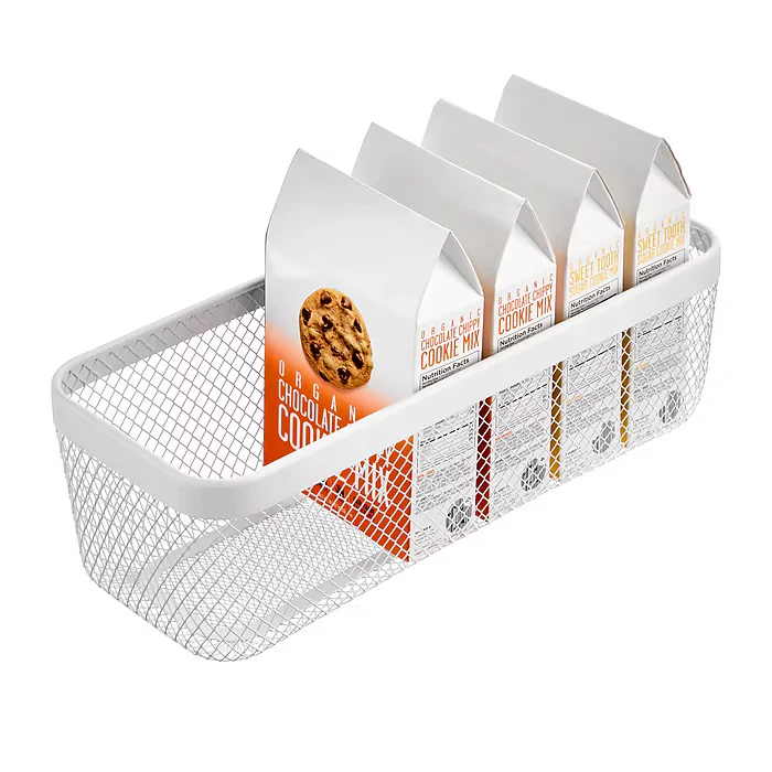 mDesign Wire Mesh Basket – White – 16” x 6” x 5" - Image 3