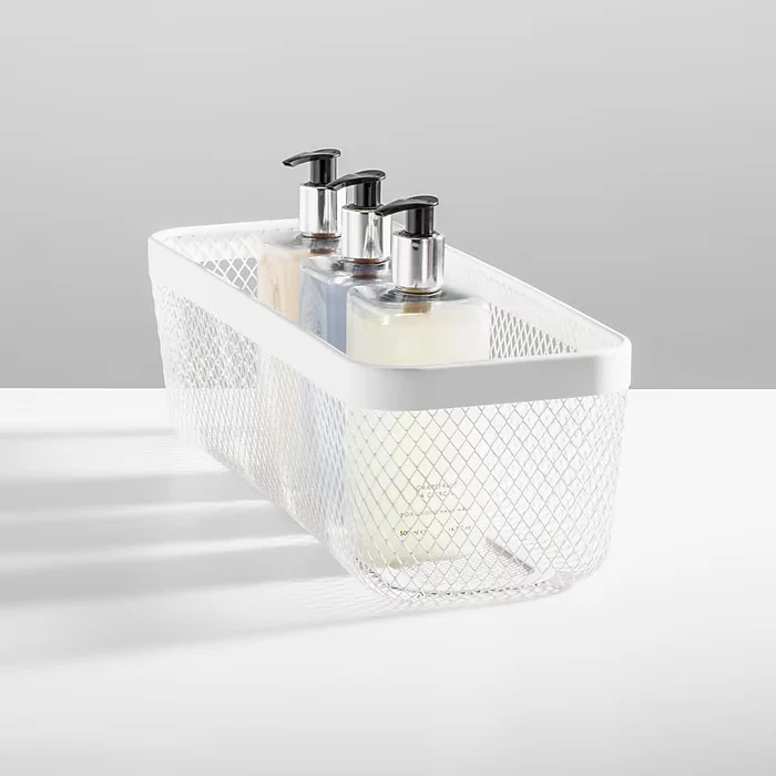 mDesign Wire Mesh Basket – White – 16” x 6” x 5" - Image 5