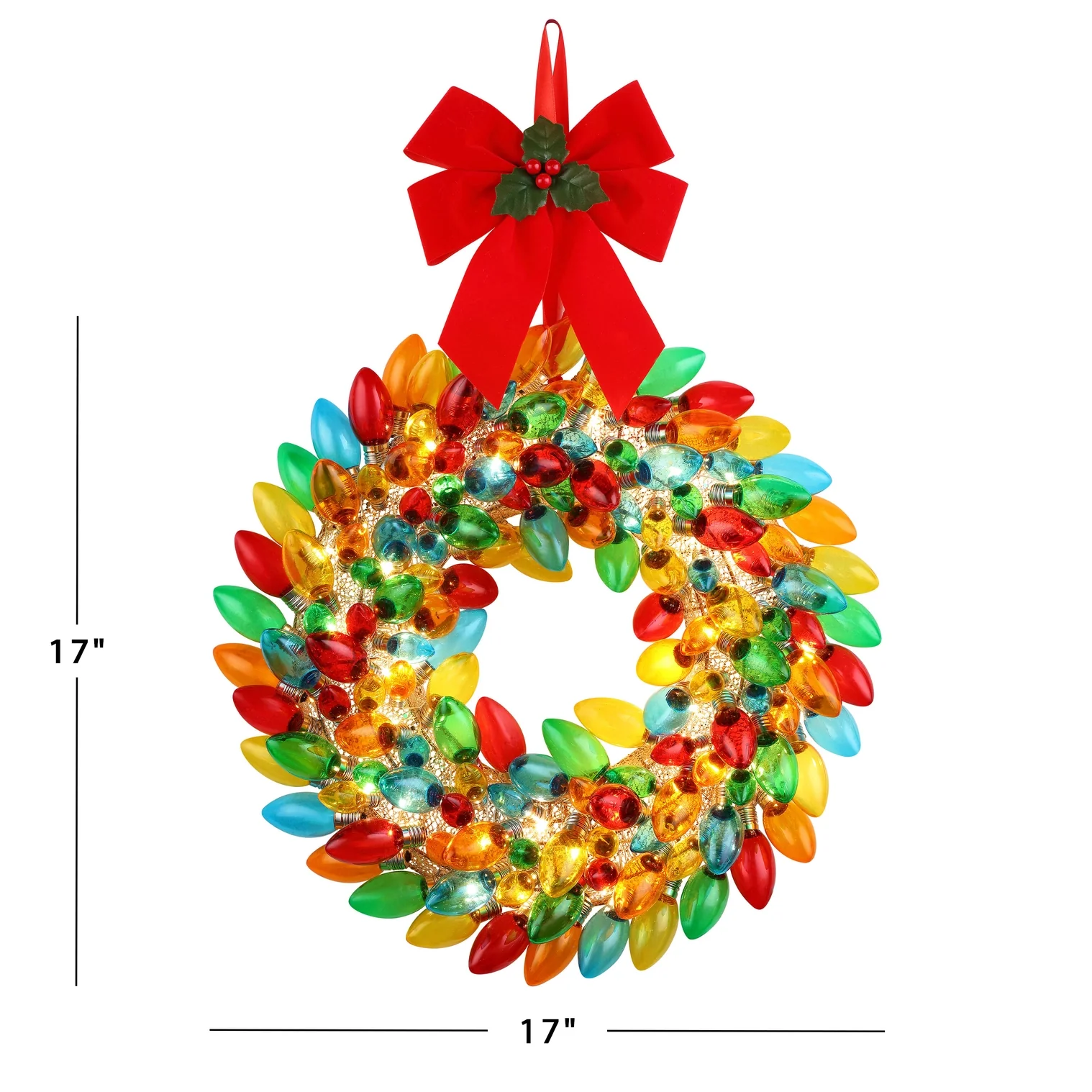 Mr. Christmas Multi Color Festive Retro Bulb Wreath – 17" - Image 4