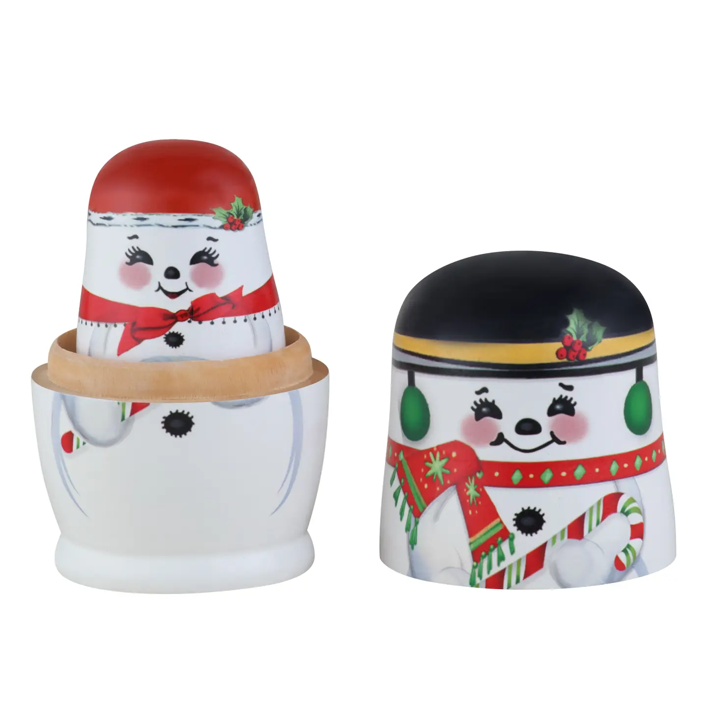Mr. Christmas Nesting Wood Figures - Set of 5 – Snowman Family