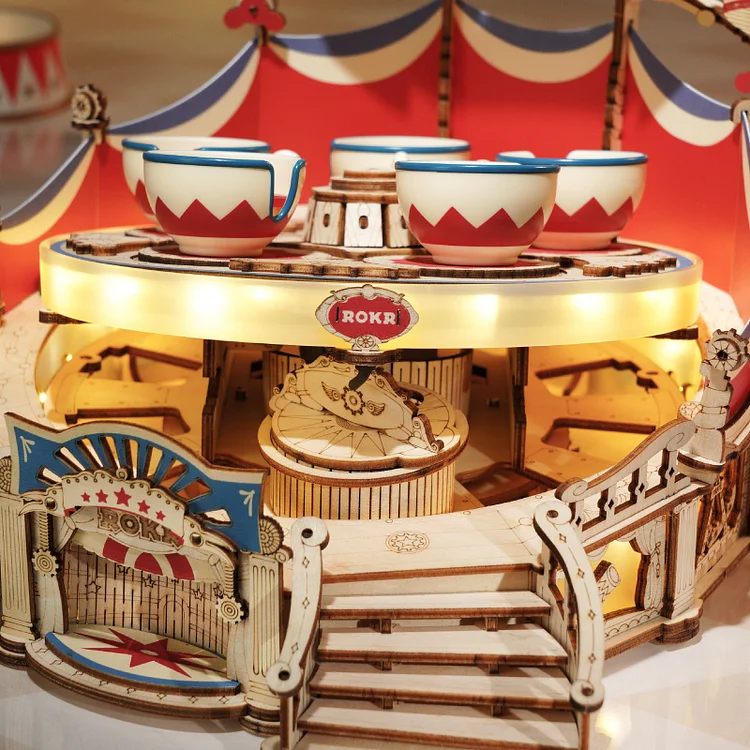 Music Box 3D Wooden Puzzle Kit for Kids & Adults – Tilt-A-Whirl Ride - Image 5