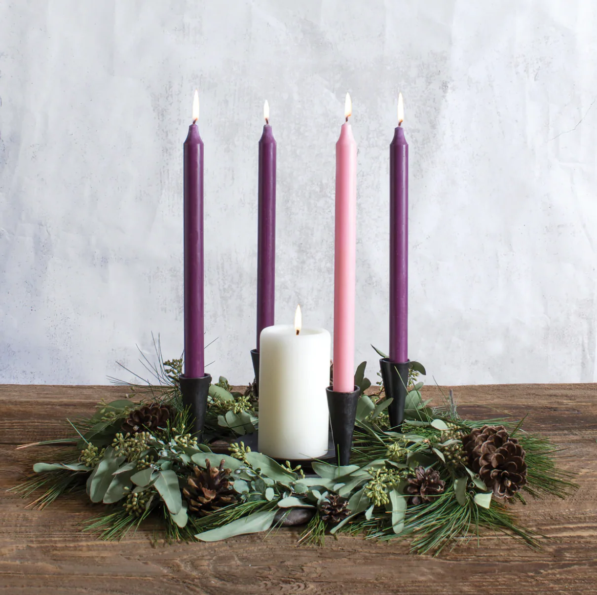 Northern Lights Advent Taper Candles – 3 Purple / 1 Soft Pink - Image 2