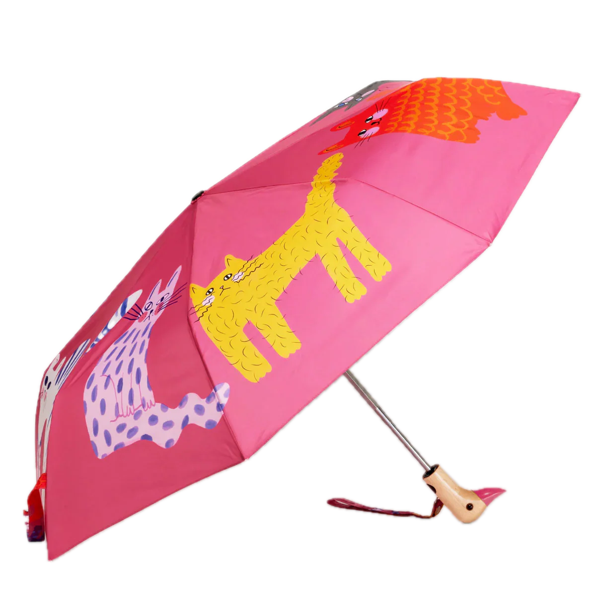 Original Duckhead Auto-Open Eco-Friendly Umbrella – Fuchsia Arty Cats