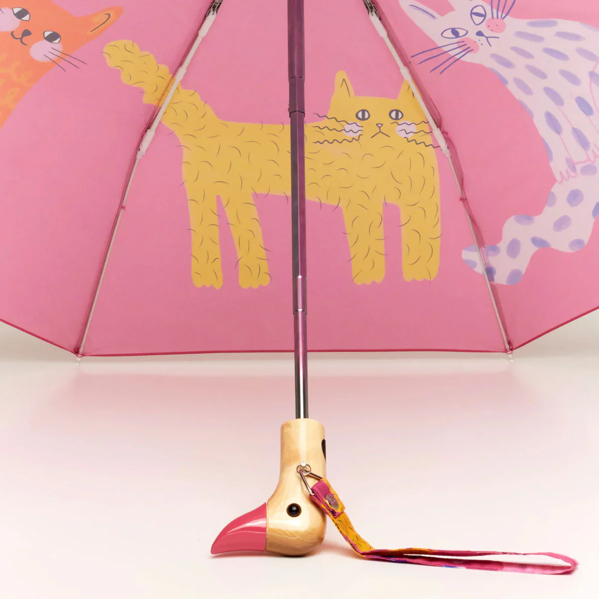 Original Duckhead Auto-Open Eco-Friendly Umbrella – Fuchsia Arty Cats - Image 4