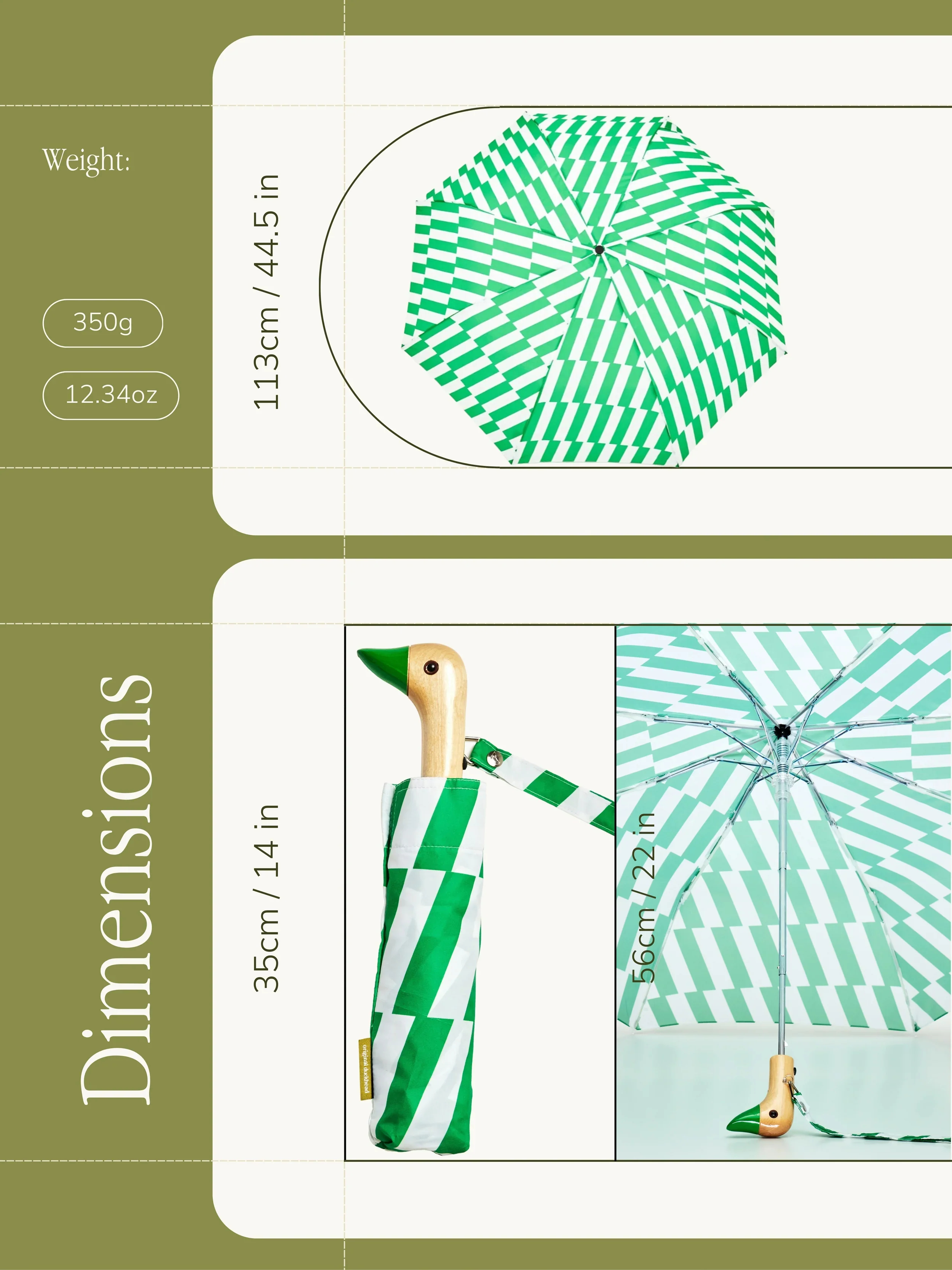 Original Duckhead Auto-Open Eco-Friendly Umbrella – Kelly Bars - Image 4