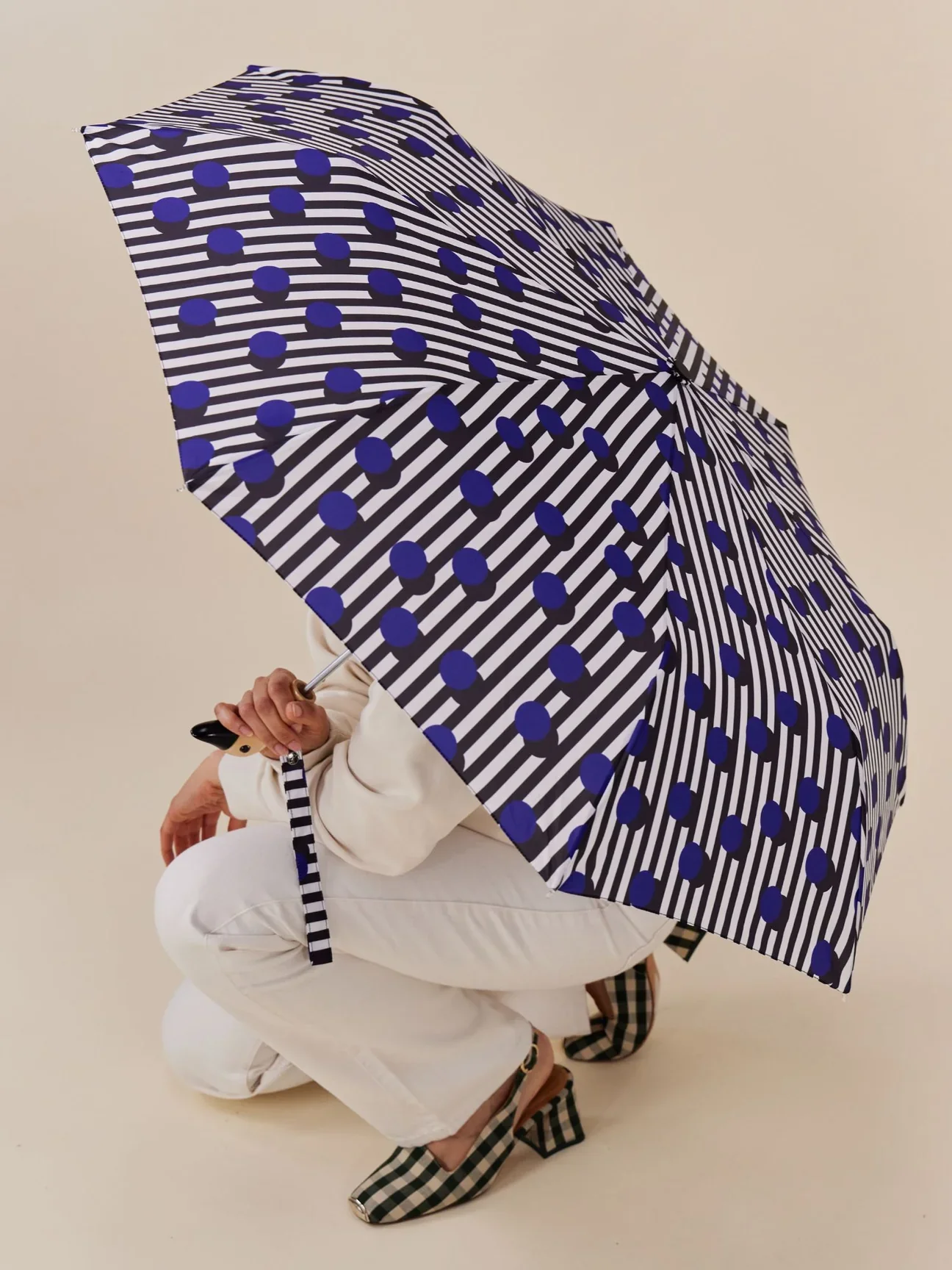 Original Duckhead Auto-Open Eco-Friendly Umbrella – Polkastripe - Image 4