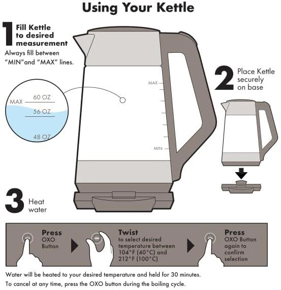 OXO Adjustable Temperature Electric Kettle –  Clear Glass - Image 5