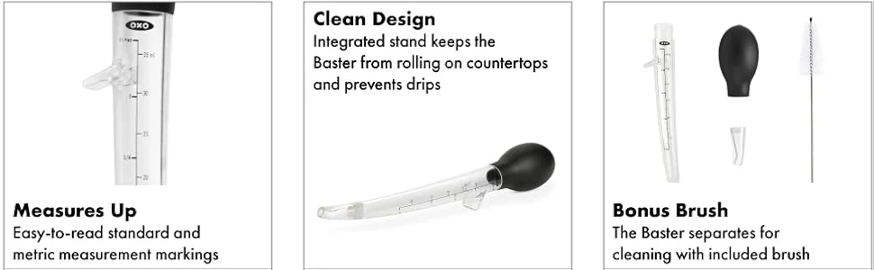 OXO Good Grips Angled Turkey Baster with Cleaning Brush – Black - Image 4