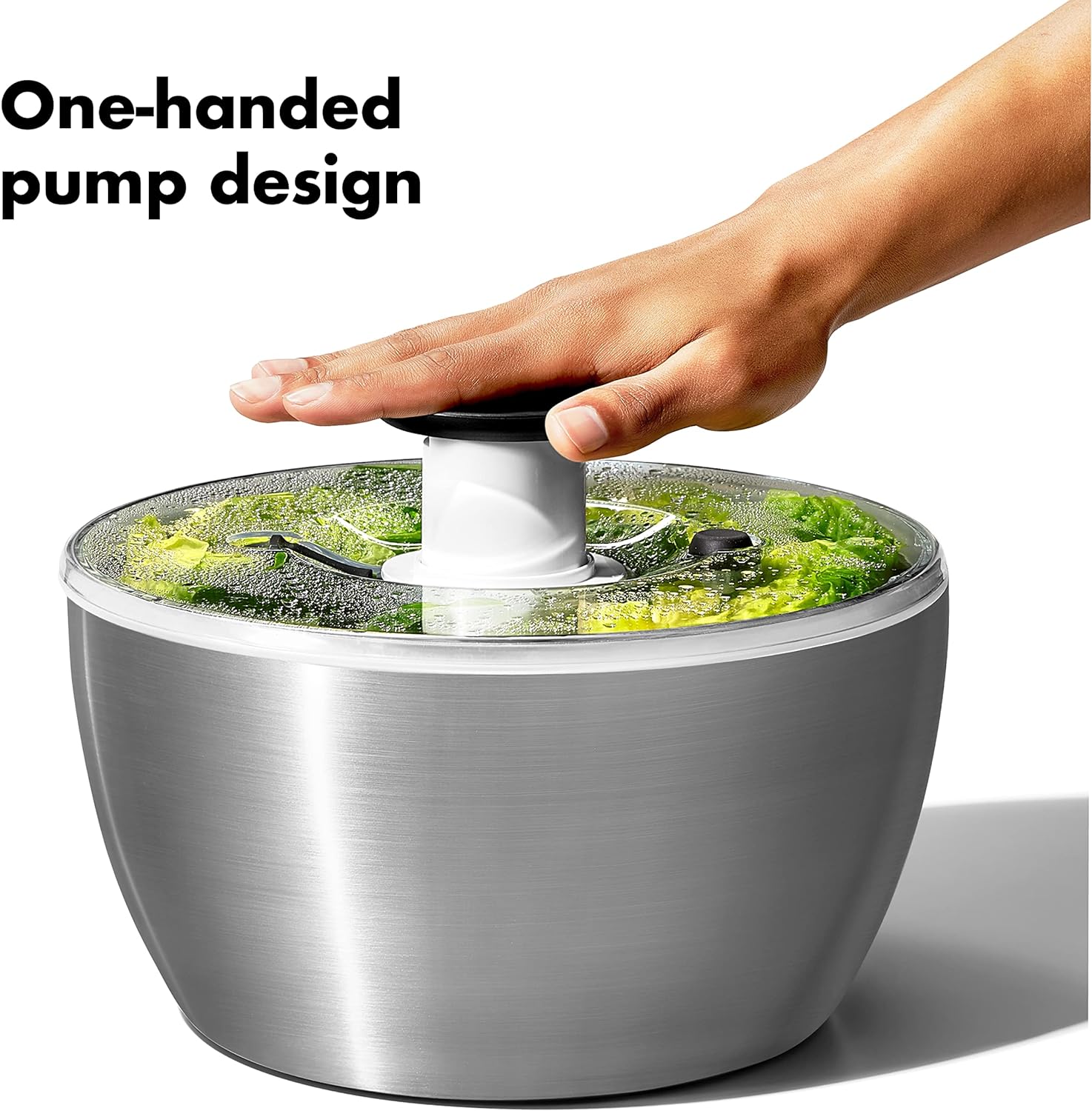 OXO Good Grips Stainless Steel Salad Spinner – 6.34 Qt. - Image 3