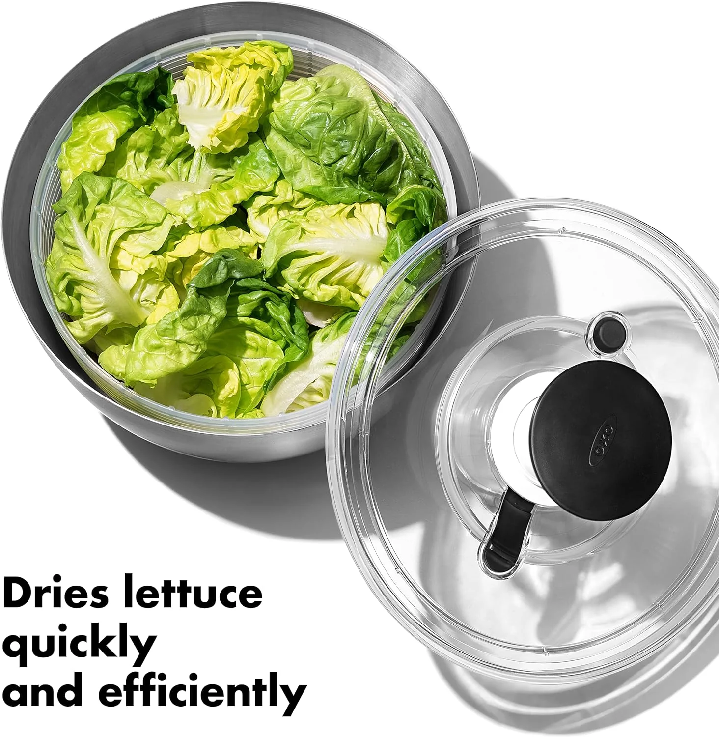 OXO Good Grips Stainless Steel Salad Spinner – 6.34 Qt. - Image 5