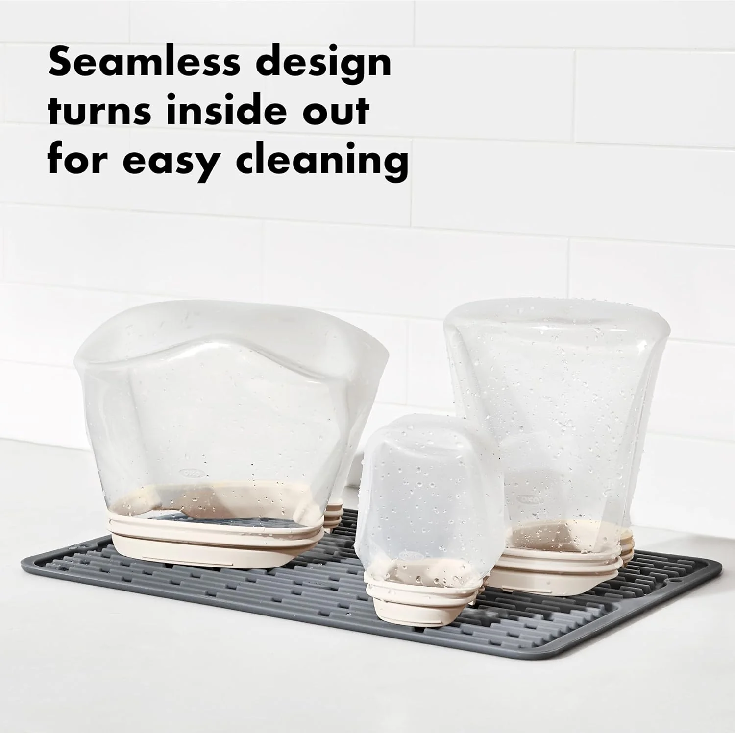 OXO Good Grips Stand-Up Silicone Reusable Snack Bag – 8 oz – Oat - Image 4