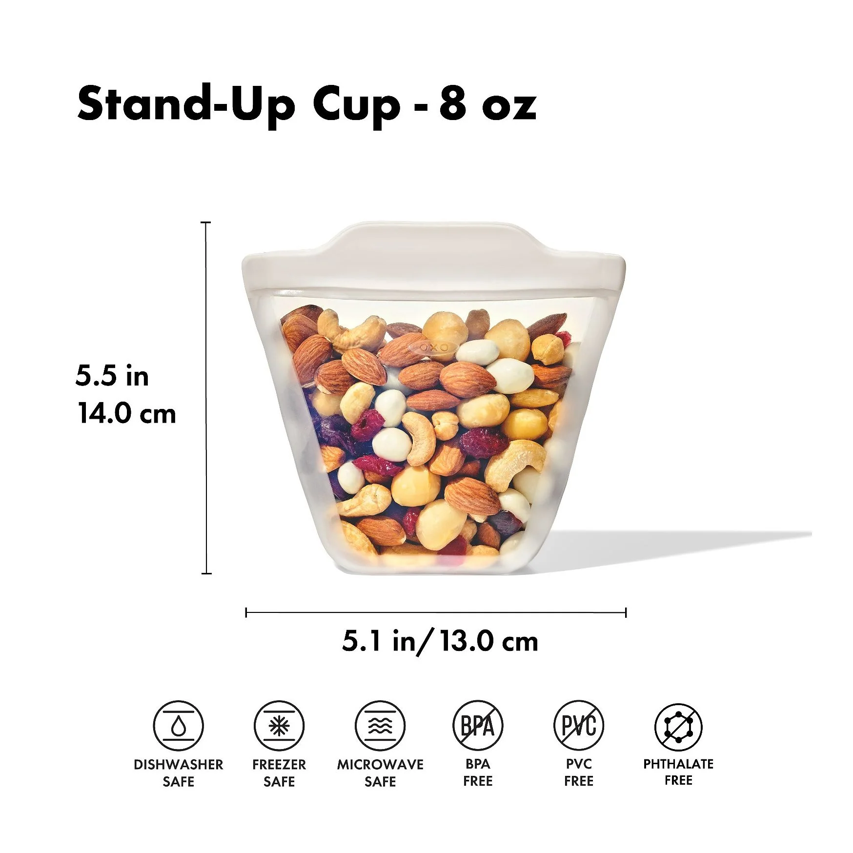 OXO Good Grips Stand-Up Silicone Reusable Snack Bag – 8 oz – Oat - Image 6