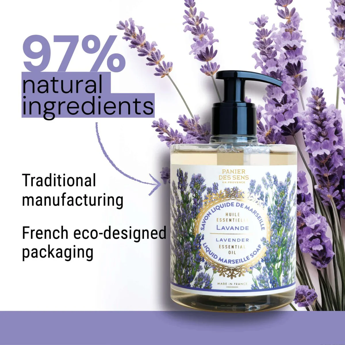 Panier Des Sens Liquid Marseille Soap – Lavender Savon - 16.9oz. - Image 2