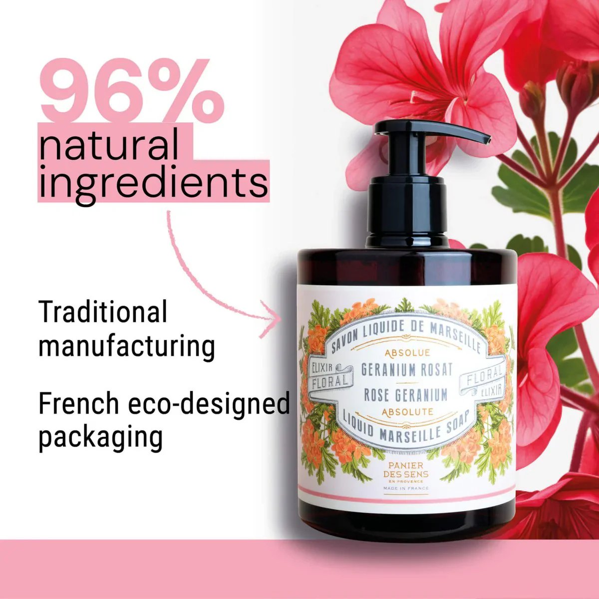 Panier Des Sens Liquid Marseille Soap – Rose Geranium Savon - 16.9oz. - Image 4