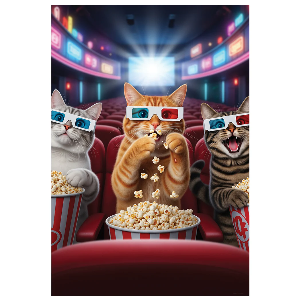 Party Partners 3D Lenticular Birthday Greeting Card – Cats – 1 Card & 1 Envelope