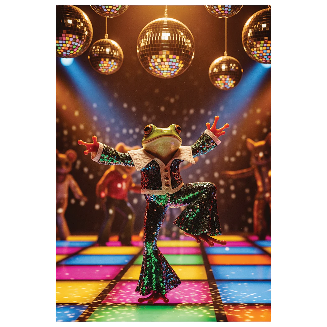 Party Partners 3D Lenticular Birthday Greeting Card – Frog – 1 Card & 1 Envelope
