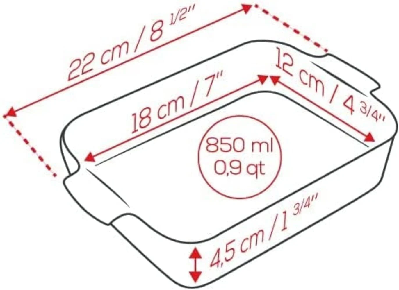 Peugeot Appolia Petite Rectangular Ceramic Baking Dish With Handles – 8.5" – Red - Image 3