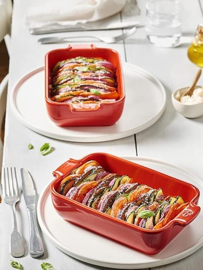 Peugeot Appolia Petite Rectangular Ceramic Baking Dish With Handles – 8.5" – Red - Image 4