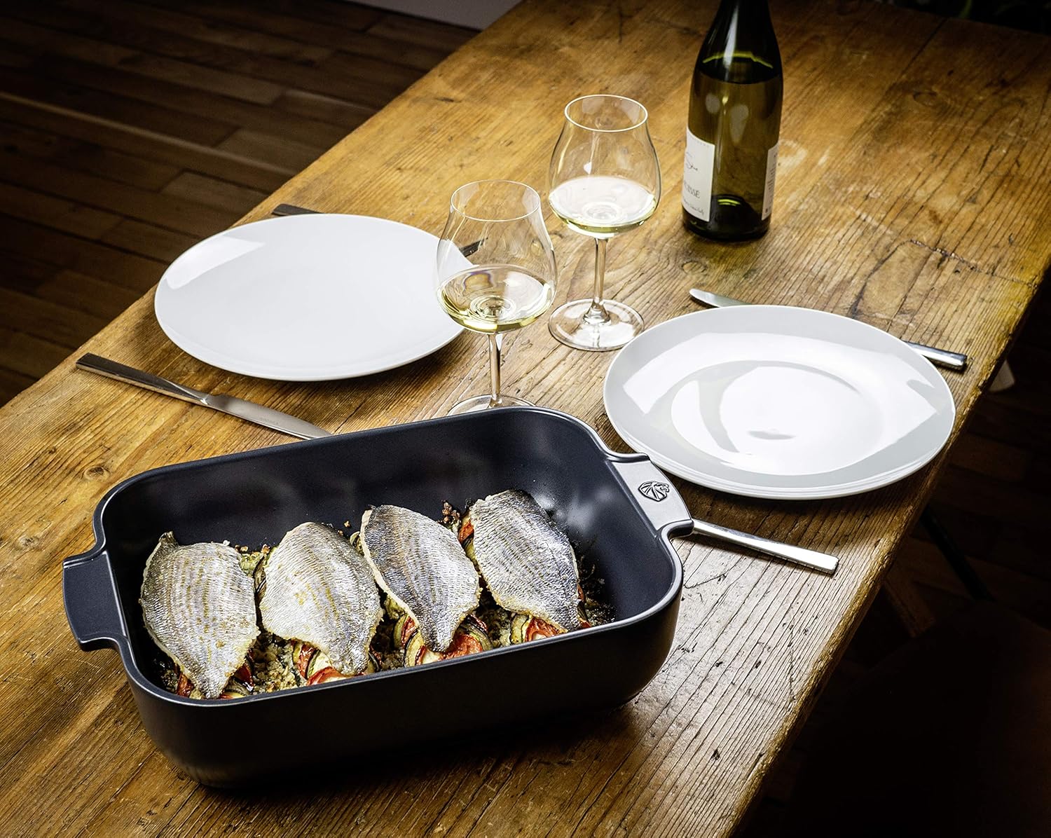 Peugeot Appolia Rectangular Ceramic Baking Dish With Handles – 16" – Blue - Image 4